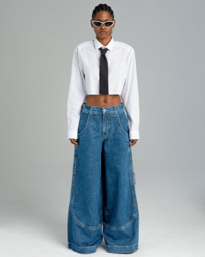 Women Jnco W Kangaroo Jeans Dark Grey | ZQKF4532