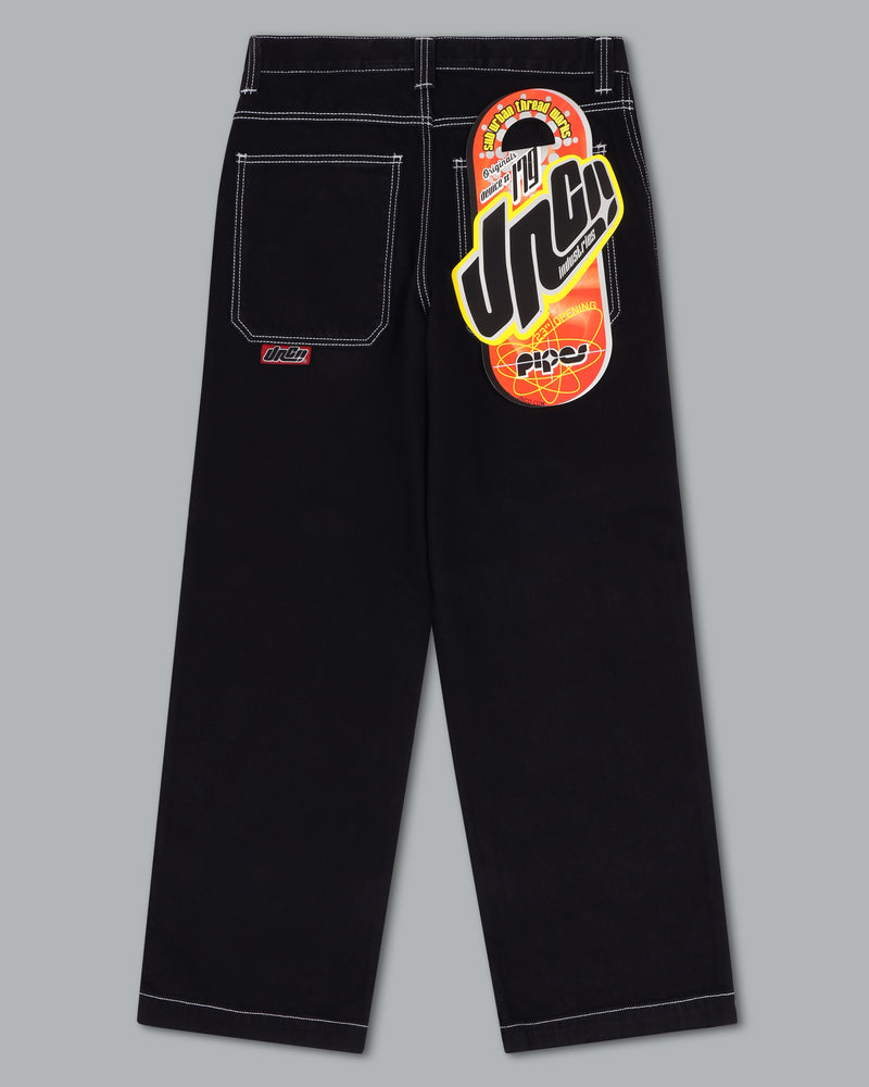 Men Jnco 179 Pipes Jeans Black | SFKE5925