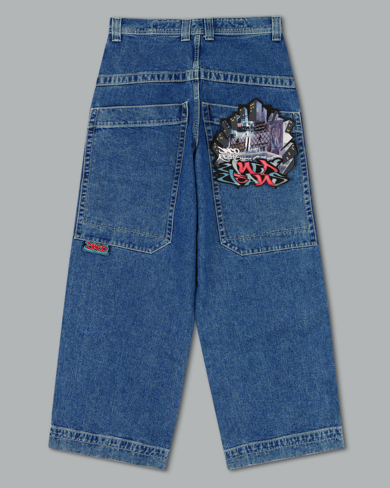 Men Jnco Rollin' Jeans Dark Grey | MLZF3993